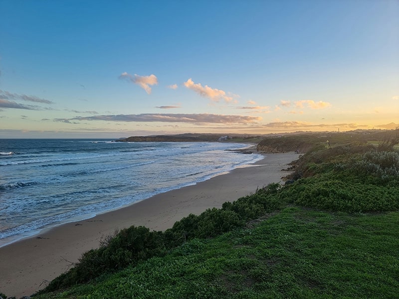 Sunset over the beach at Torquay, Victoria, Australia