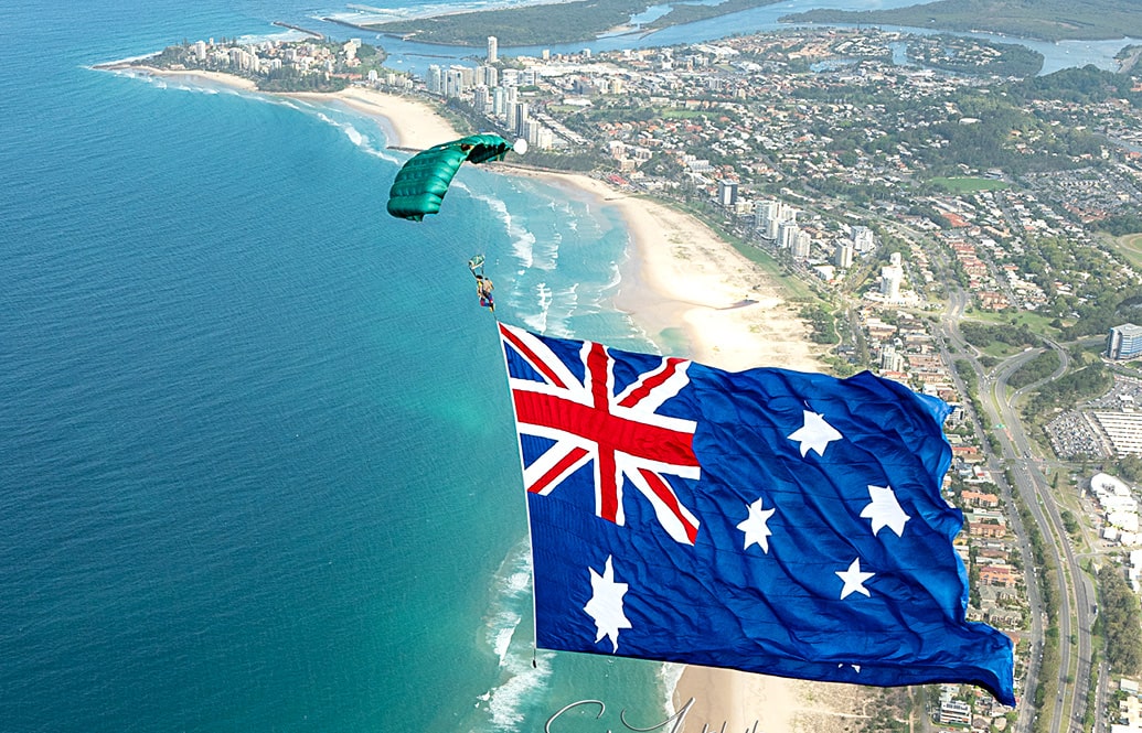 Parachute diving in beautiful, sunny, Down Under!